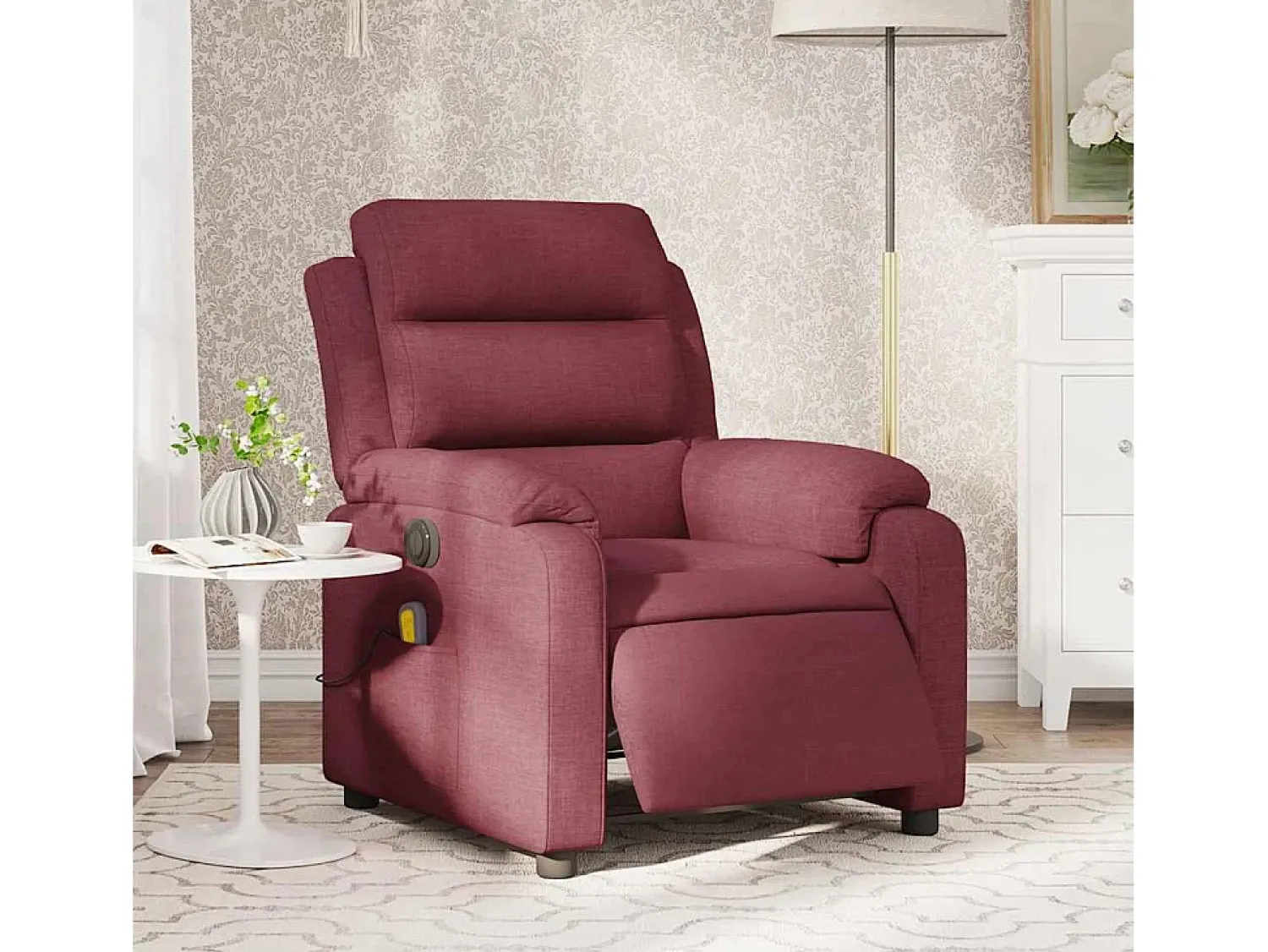 Poltrona| Poltrona reclinável de massagens elétrica tecido tinto SHL617525 Vermelho