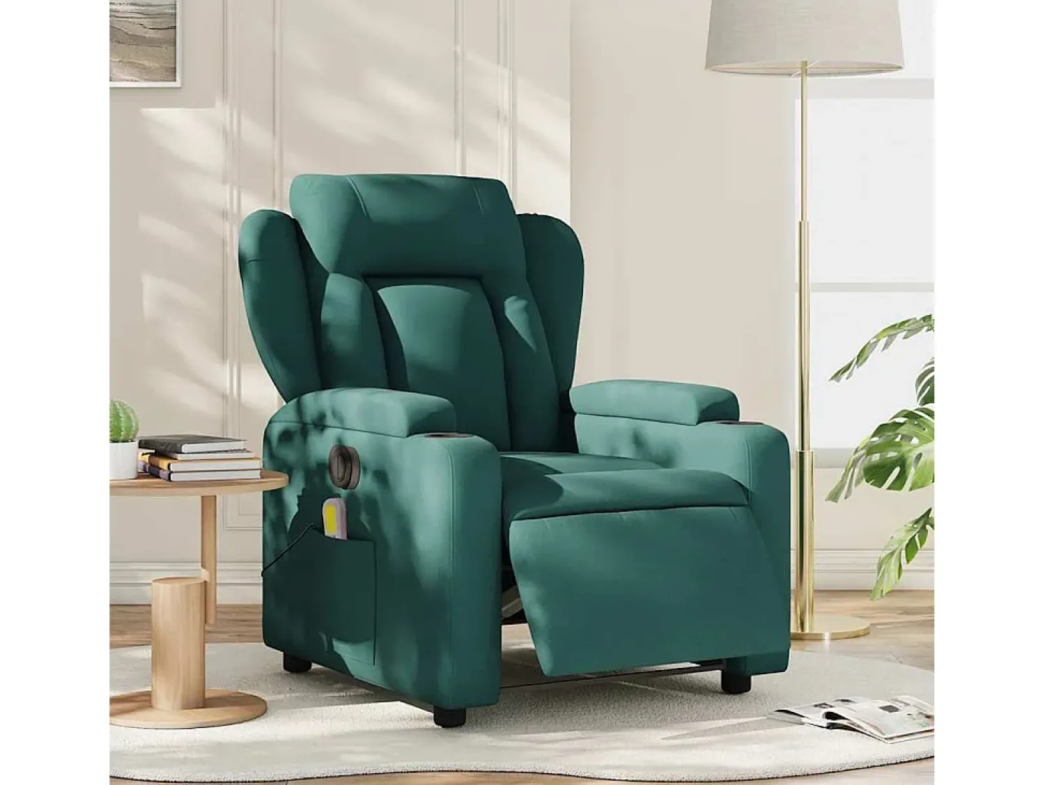 Poltrona* Poltrona reclinável de massagens elétrica tecido verde-escuro SHL298255 Verde pinho