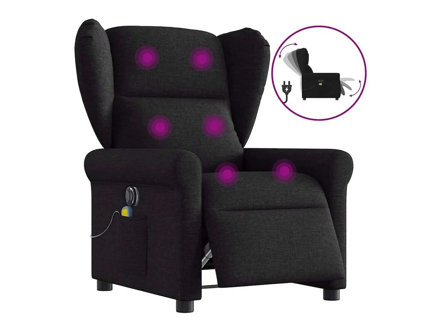 Poltrona| Poltrona reclinável de massagens elétrica tecido SHL149474 Preto
