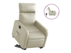 Poltrona|vidaxl Poltrona reclinável elevatória elétrica couro artificial Creme