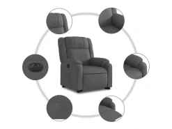 Online vidaxl Poltrona reclinável elevatória elétrica tecido -escuro Cinzento