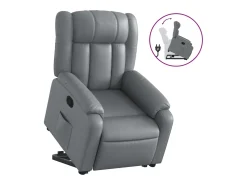 Best Poltrona reclinável elevatória couro artificial PT743024 Cinzento