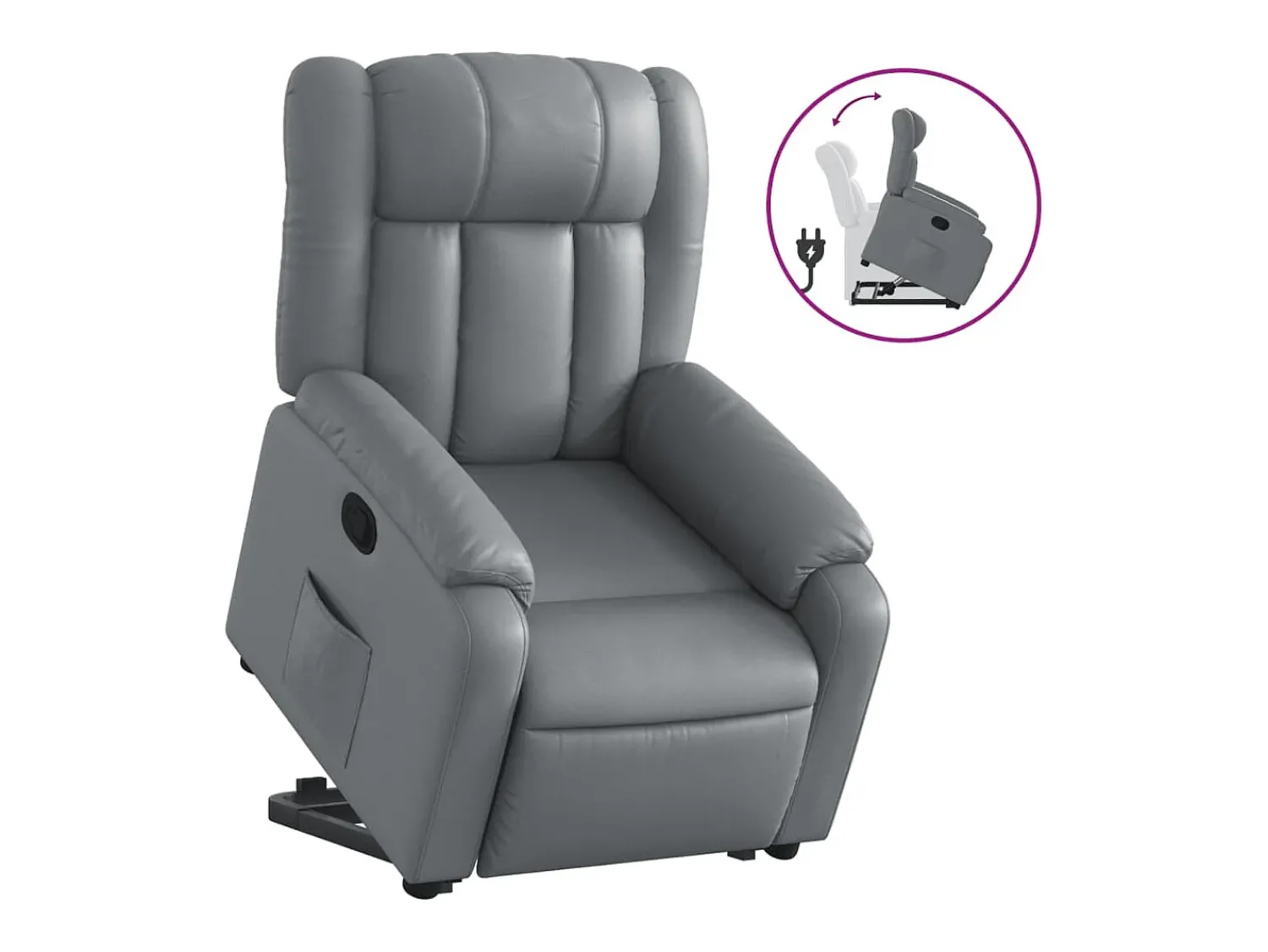 Best Poltrona reclinável elevatória couro artificial PT743024 Cinzento