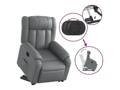 Best Poltrona reclinável elevatória couro artificial PT743024 Cinzento