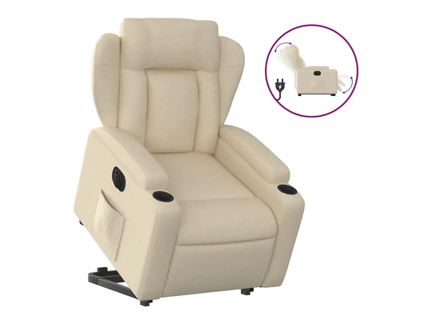 Poltrona* Poltrona reclinável elevatória elétrica tecido cor PT263558 Creme