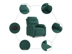 Outlet vidaxl Poltrona reclinável elevatória elétrica tecido -escuro Verde