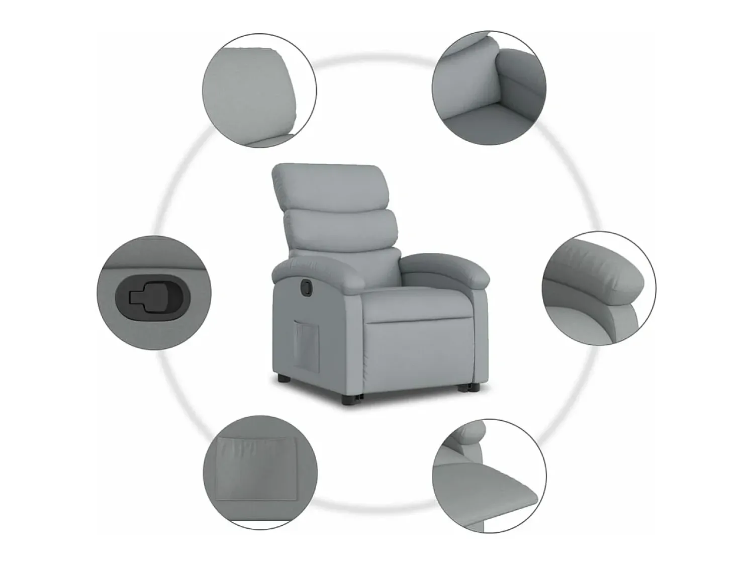 Poltrona|vidaxl Poltrona reclinável elevatória tecido cinzento-claro Cinzento claro