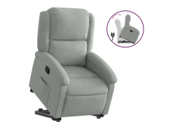 Poltrona* Poltrona reclinável elevatória veludo cinza-claro PT926592 Cinzento claro
