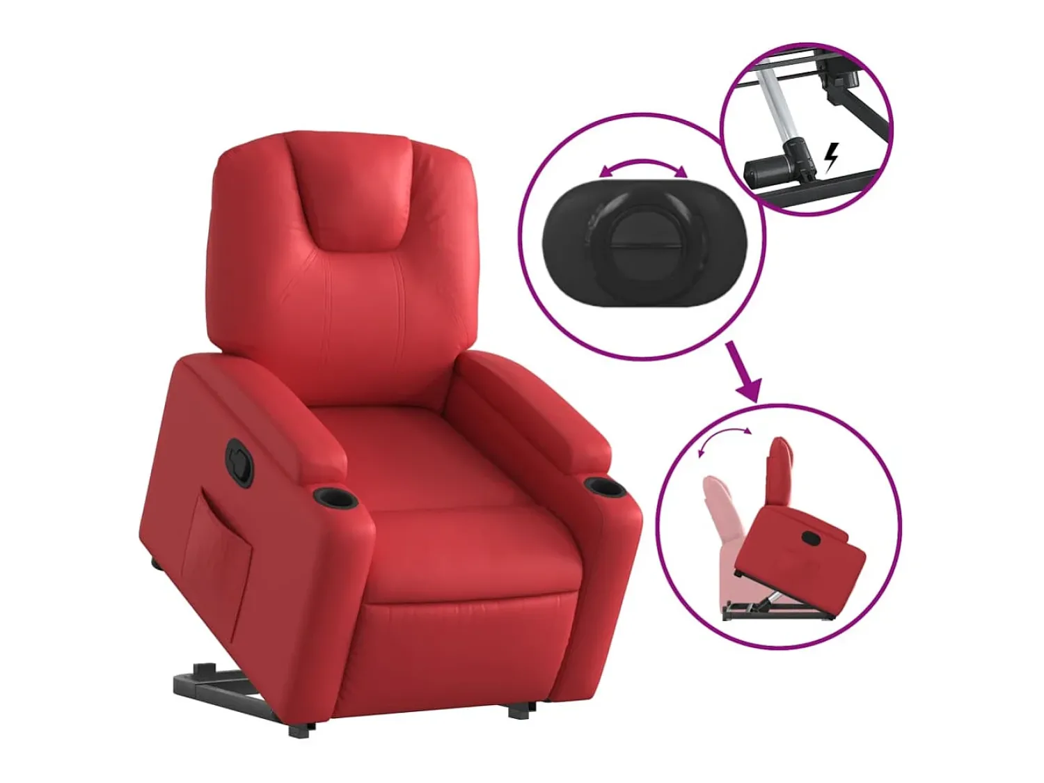 Poltrona*vidaxl Poltrona reclinável elevatória couro artificial Vermelho