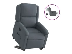 vidaxl Poltrona reclinável elevatória elétrica veludo -escuro Cinzento