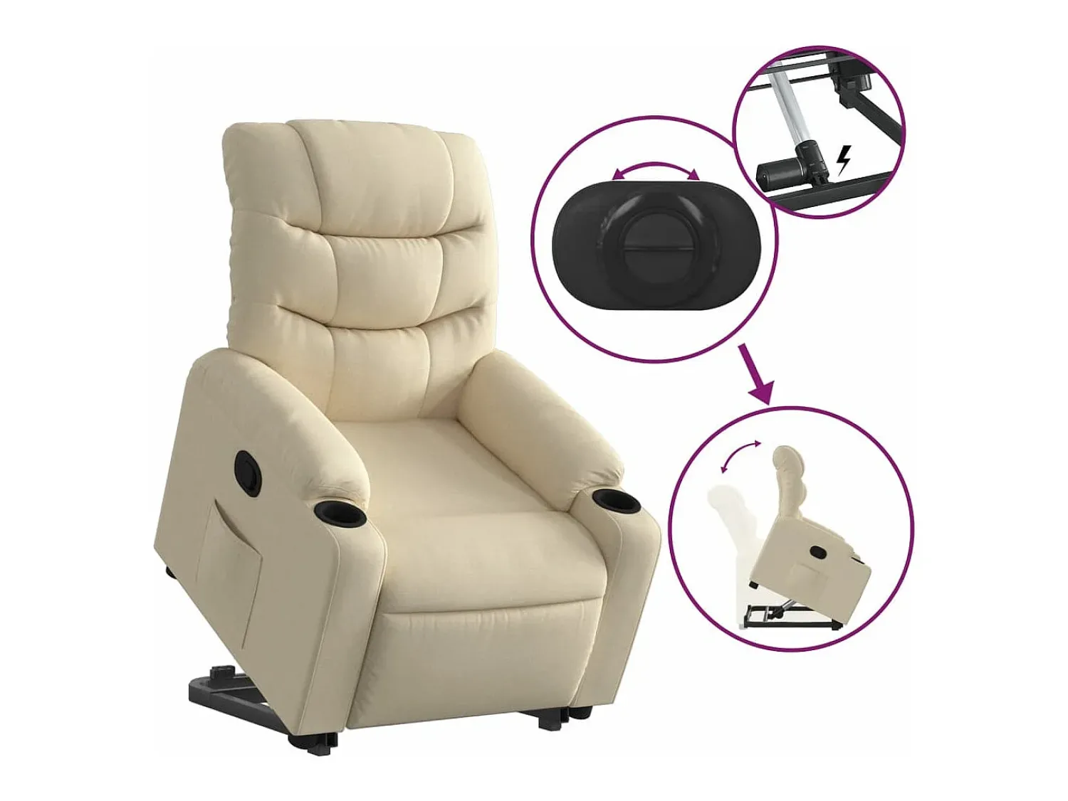 Poltrona* Poltrona reclinável elevatória tecido cor PT834008 Creme