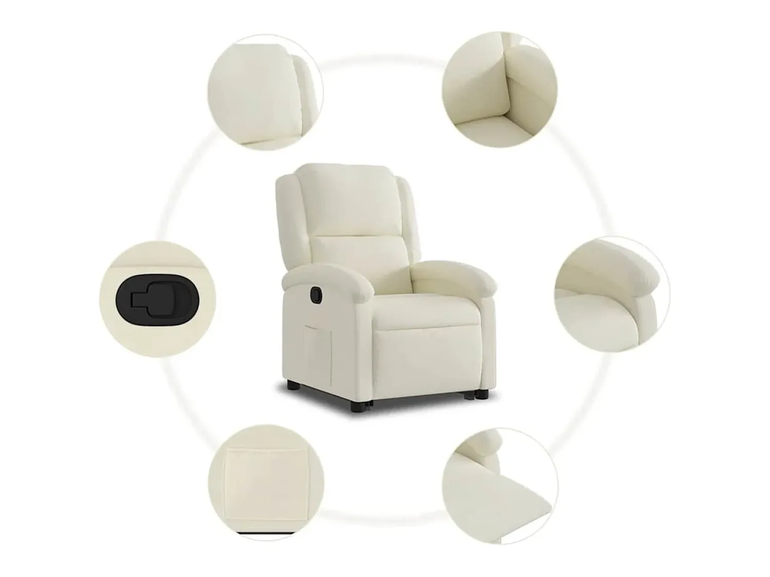 Poltrona*vidaxl Poltrona reclinável elevatória veludo cor Creme