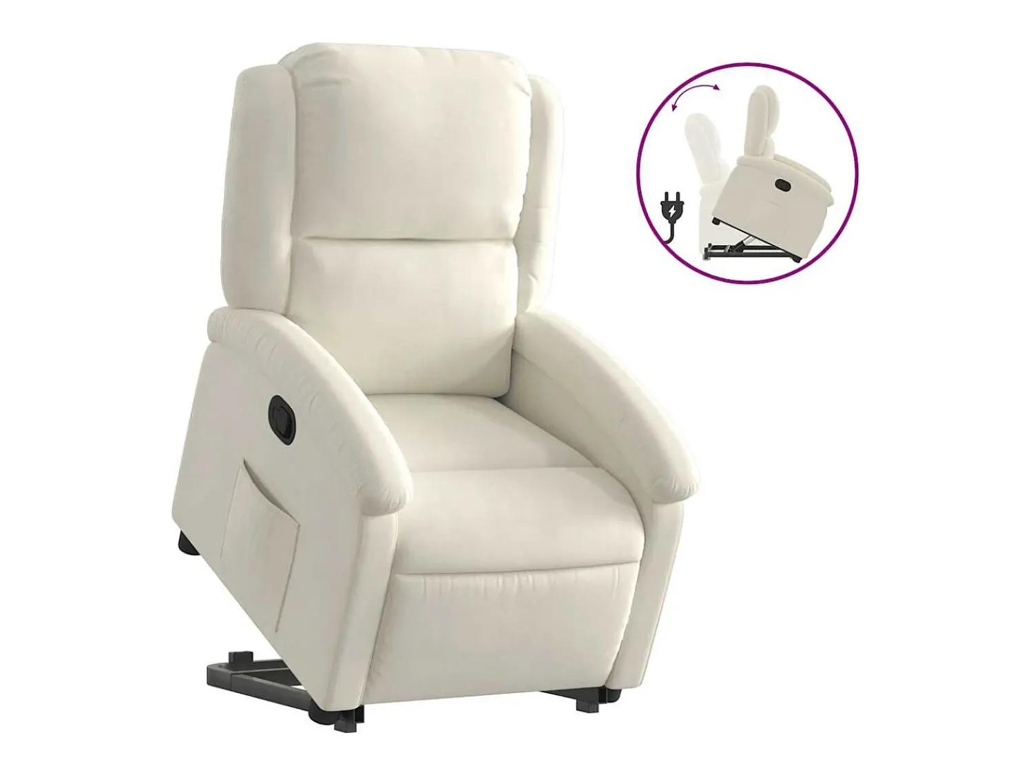 Poltrona*vidaxl Poltrona reclinável elevatória veludo cor Creme