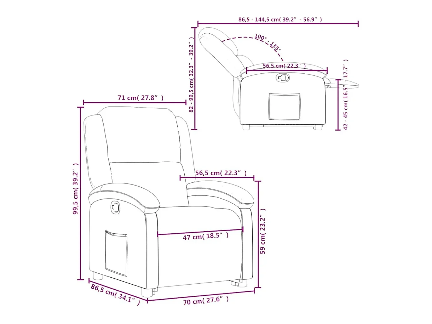Poltrona*vidaxl Poltrona reclinável elevatória veludo cor Creme