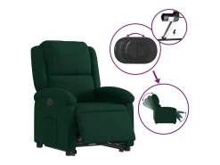 Poltrona|vidaxl Poltrona reclinável elevatória elétrica veludo -escuro Verde