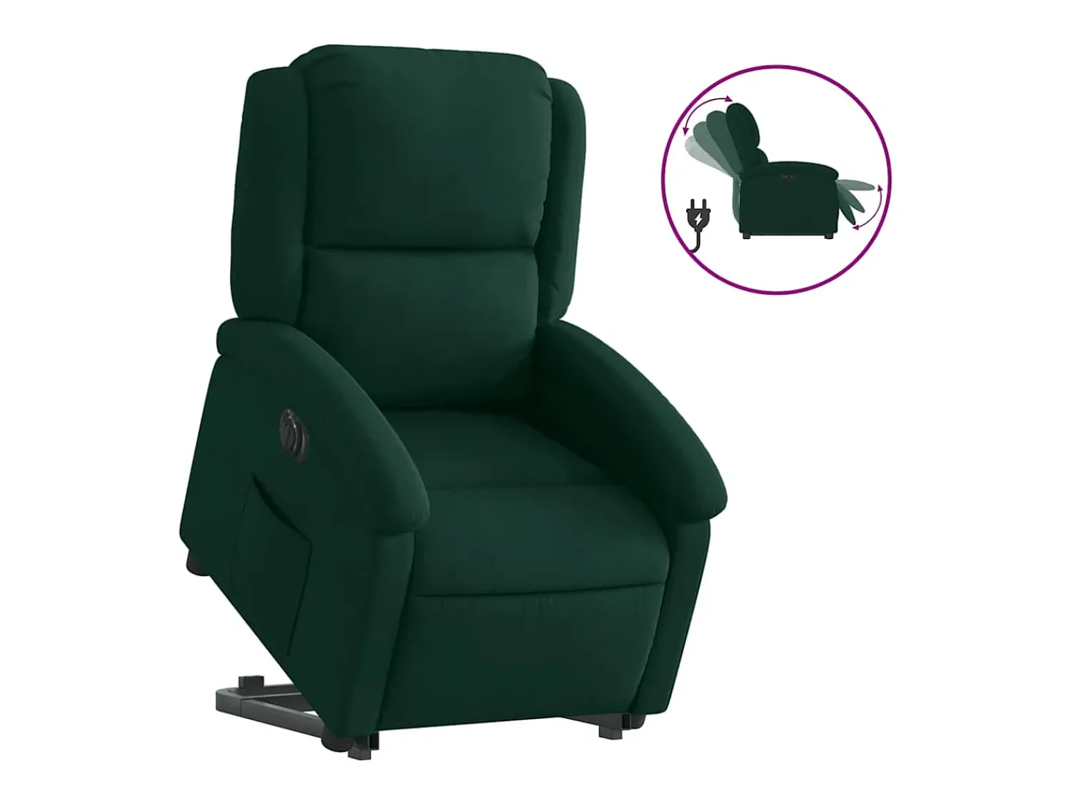 Poltrona|vidaxl Poltrona reclinável elevatória elétrica veludo -escuro Verde