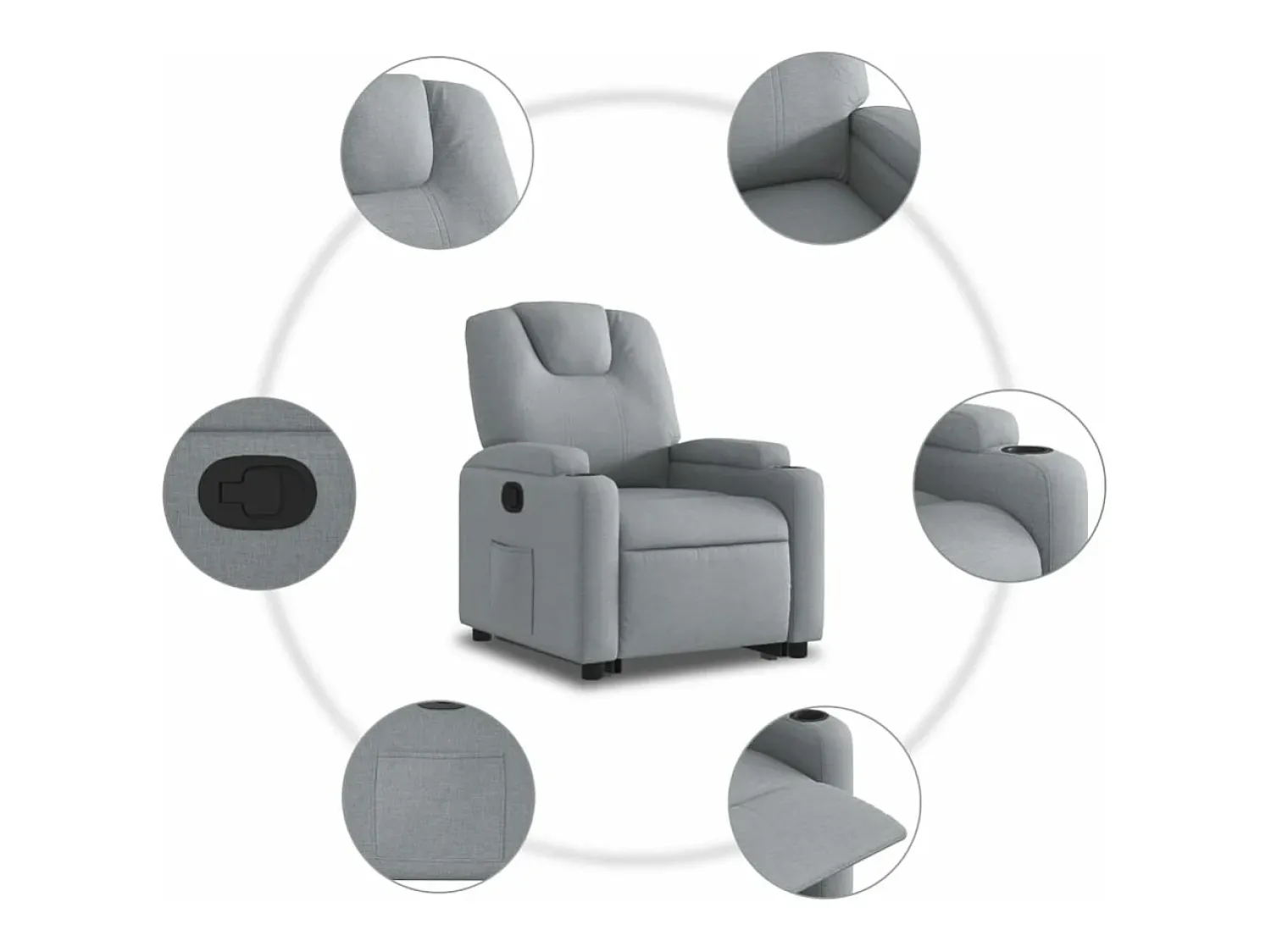 Online vidaxl Poltrona reclinável elevatória tecido -claro Cinzento