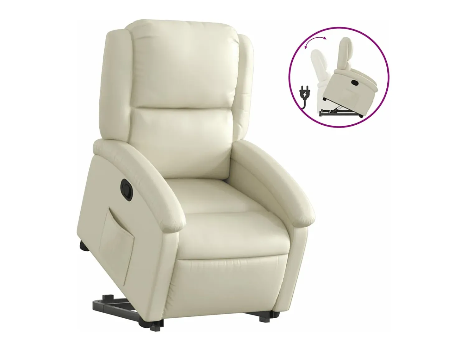 Clearance Poltrona reclinável elevatória couro artificial cor PT269600 Creme