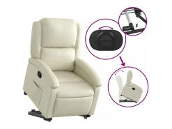 Clearance Poltrona reclinável elevatória couro artificial cor PT269600 Creme