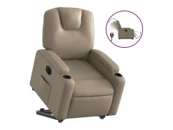 Poltrona* Poltrona reclinável elevatória elétrica couro artif. cappuccino PT406243 Castanho