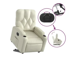 Poltrona|vidaxl Poltrona reclinável elevatória elétrica couro artificial Creme