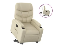 Poltrona* Poltrona reclinável elevatória couro artificial cor PT967509 Creme