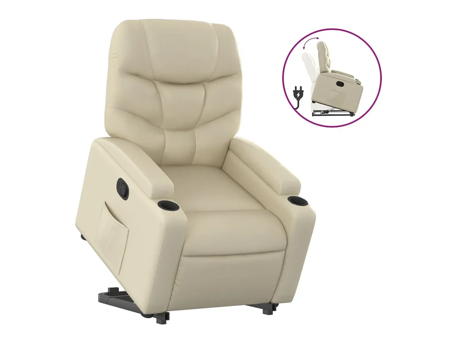 Poltrona* Poltrona reclinável elevatória couro artificial cor PT967509 Creme
