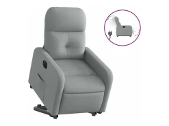 New Poltrona reclinável elevatória elétrica tecido cinzento-claro PT414968 Cinzento claro