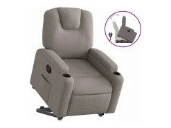 Poltrona|vidaxl Poltrona reclinável elevatória tecido cinzento-acastanhado Taupe