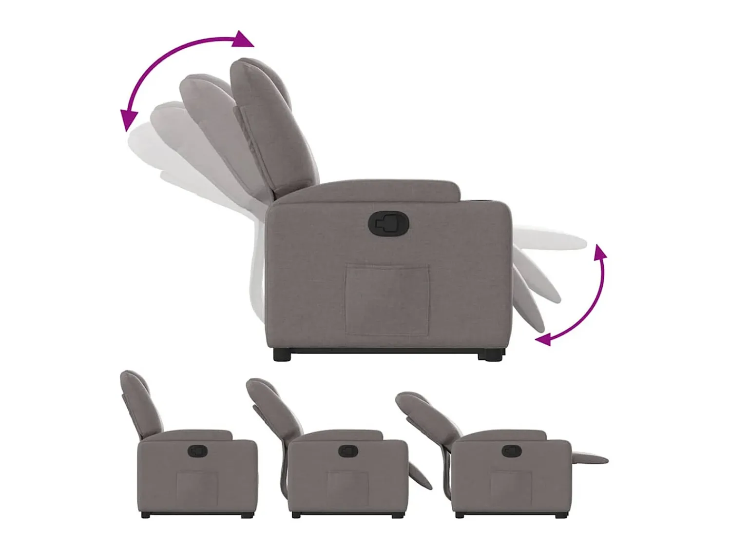 Poltrona|vidaxl Poltrona reclinável elevatória tecido cinzento-acastanhado Taupe