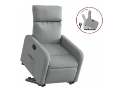 vidaxl Poltrona reclinável elevatória tecido -claro Cinzento