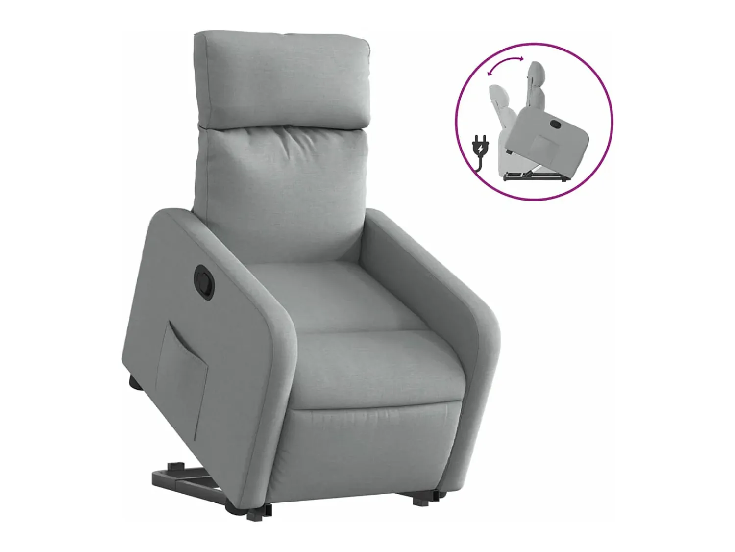 vidaxl Poltrona reclinável elevatória tecido -claro Cinzento
