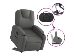 Poltrona*vidaxl Poltrona reclinável elevatória tecido -escuro Cinzento