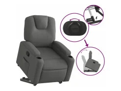 Poltrona*vidaxl Poltrona reclinável elevatória tecido -escuro Cinzento