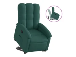 Poltrona|vidaxl Poltrona reclinável elevatória tecido -escuro Verde