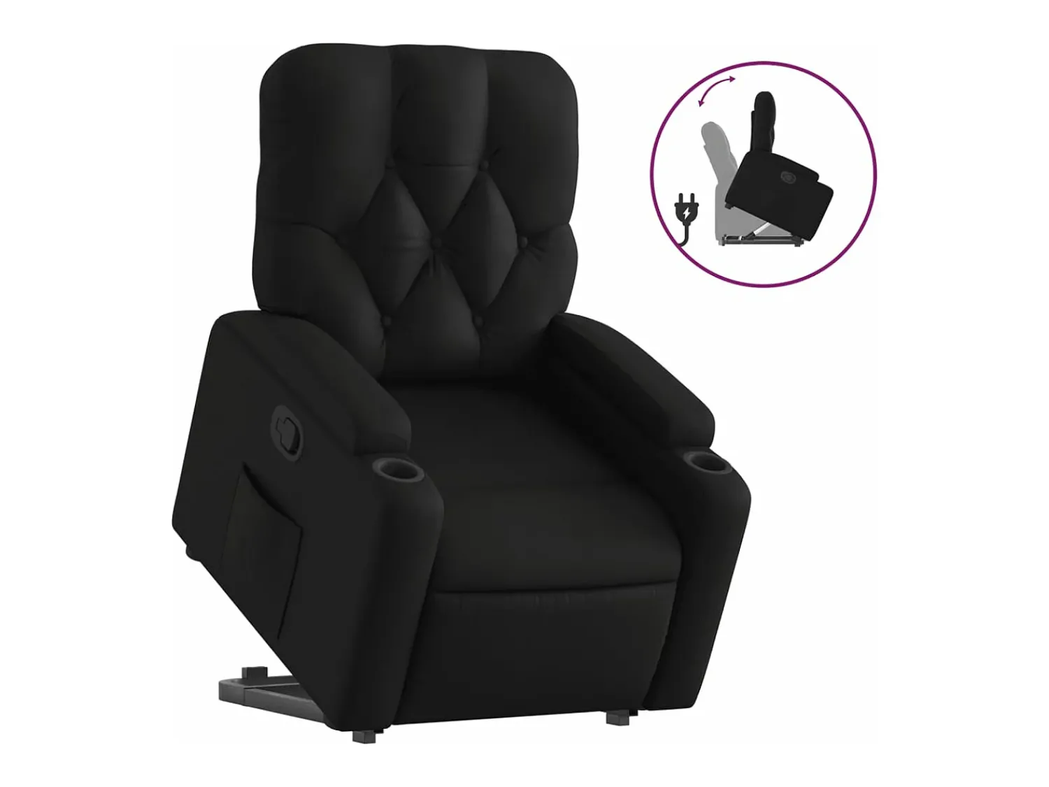 Poltrona| Poltrona reclinável elevatória couro artificial PT858616 Preto