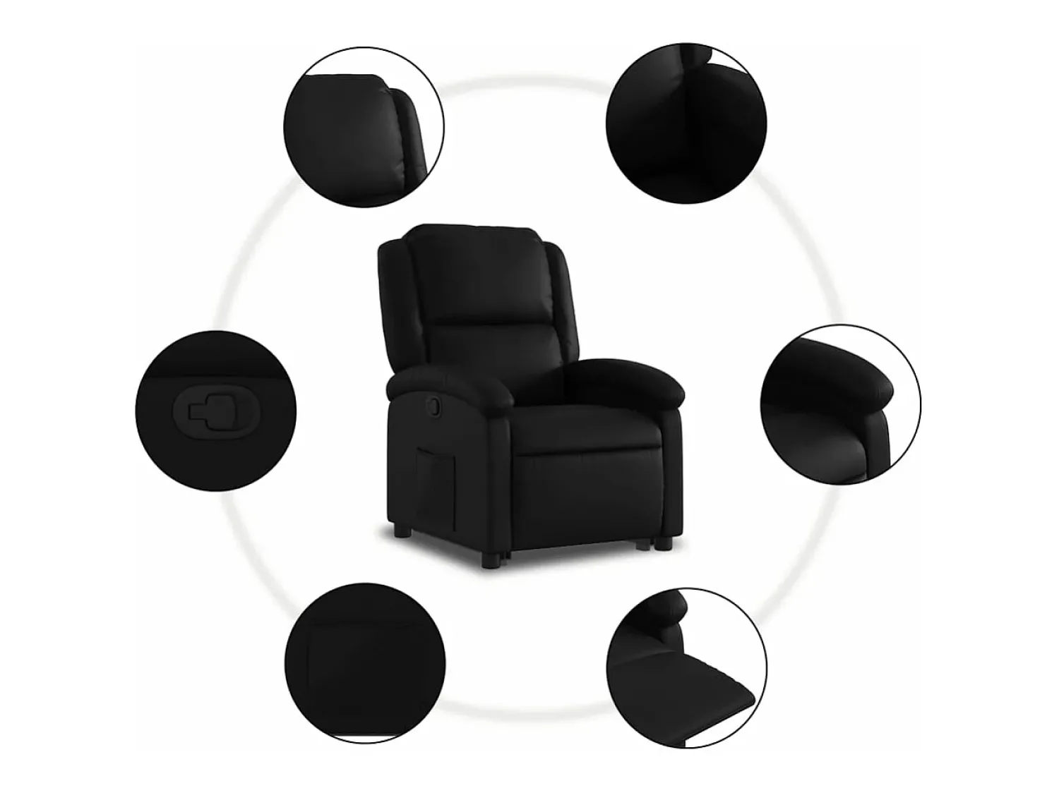 Discount vidaxl Poltrona reclinável elevatória couro artificial Preto
