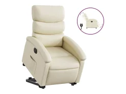 Poltrona* Poltrona reclinável elevatória elétrica couro artificial PT763083 Creme