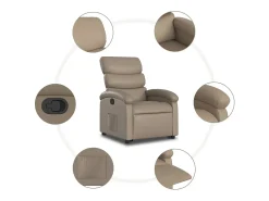 vidaxl Poltrona reclinável elevatória couro artificial cor cappuccino^ Poltrona