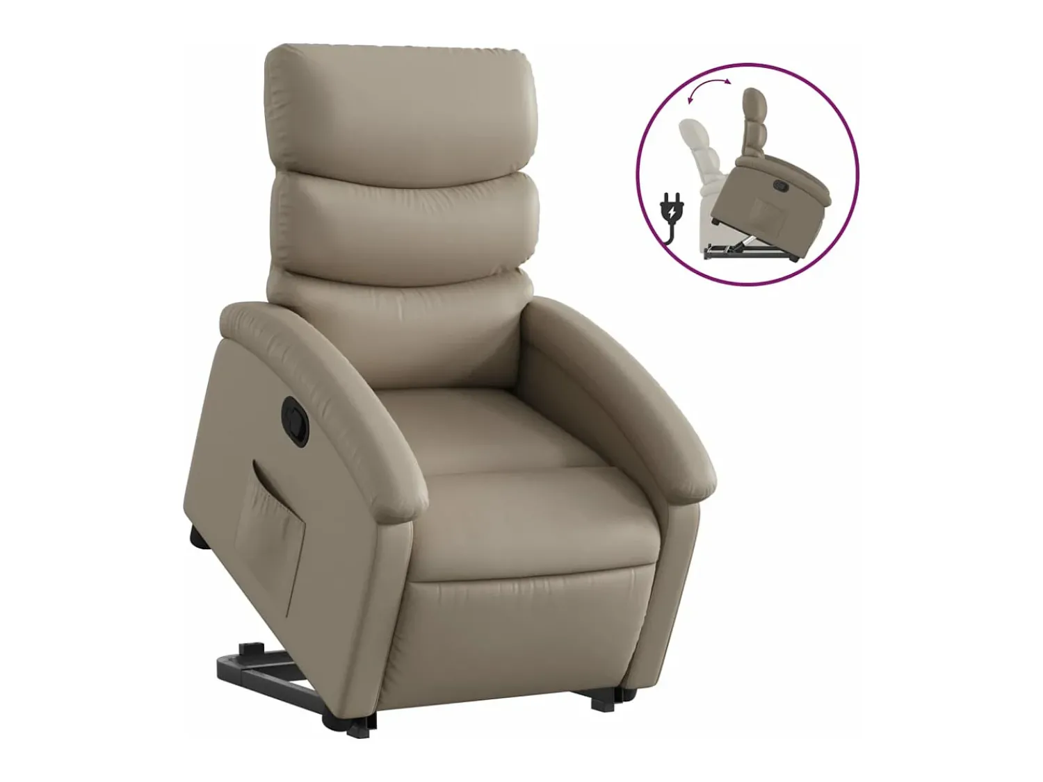 vidaxl Poltrona reclinável elevatória couro artificial cor cappuccino^ Poltrona