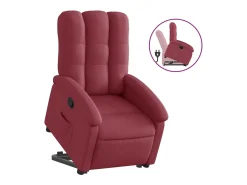 New vidaxl Poltrona reclinável elevatória tecido tinto Vermelho