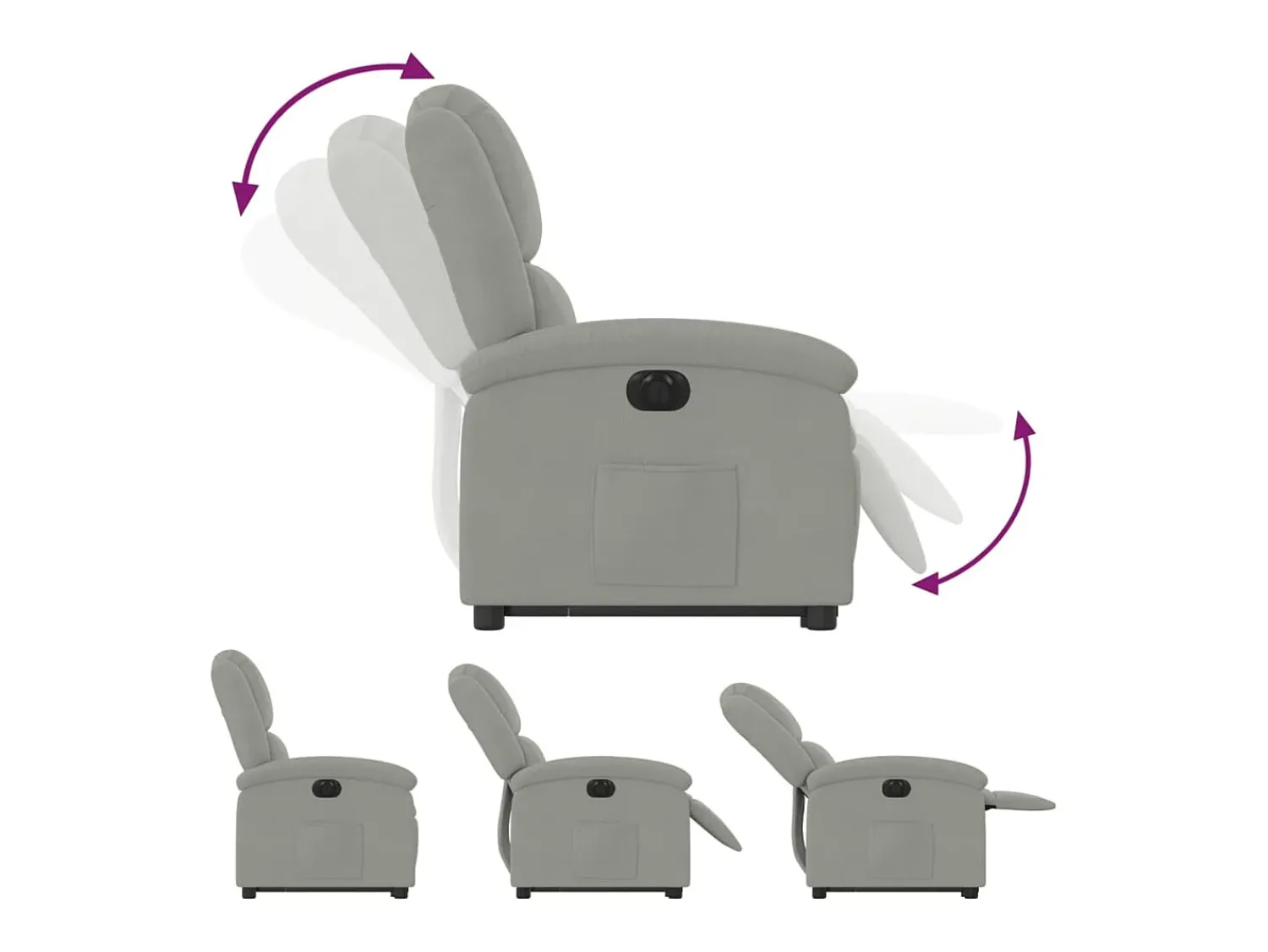 Poltrona|vidaxl Poltrona reclinável elevatória elétrica veludo -claro Cinzento