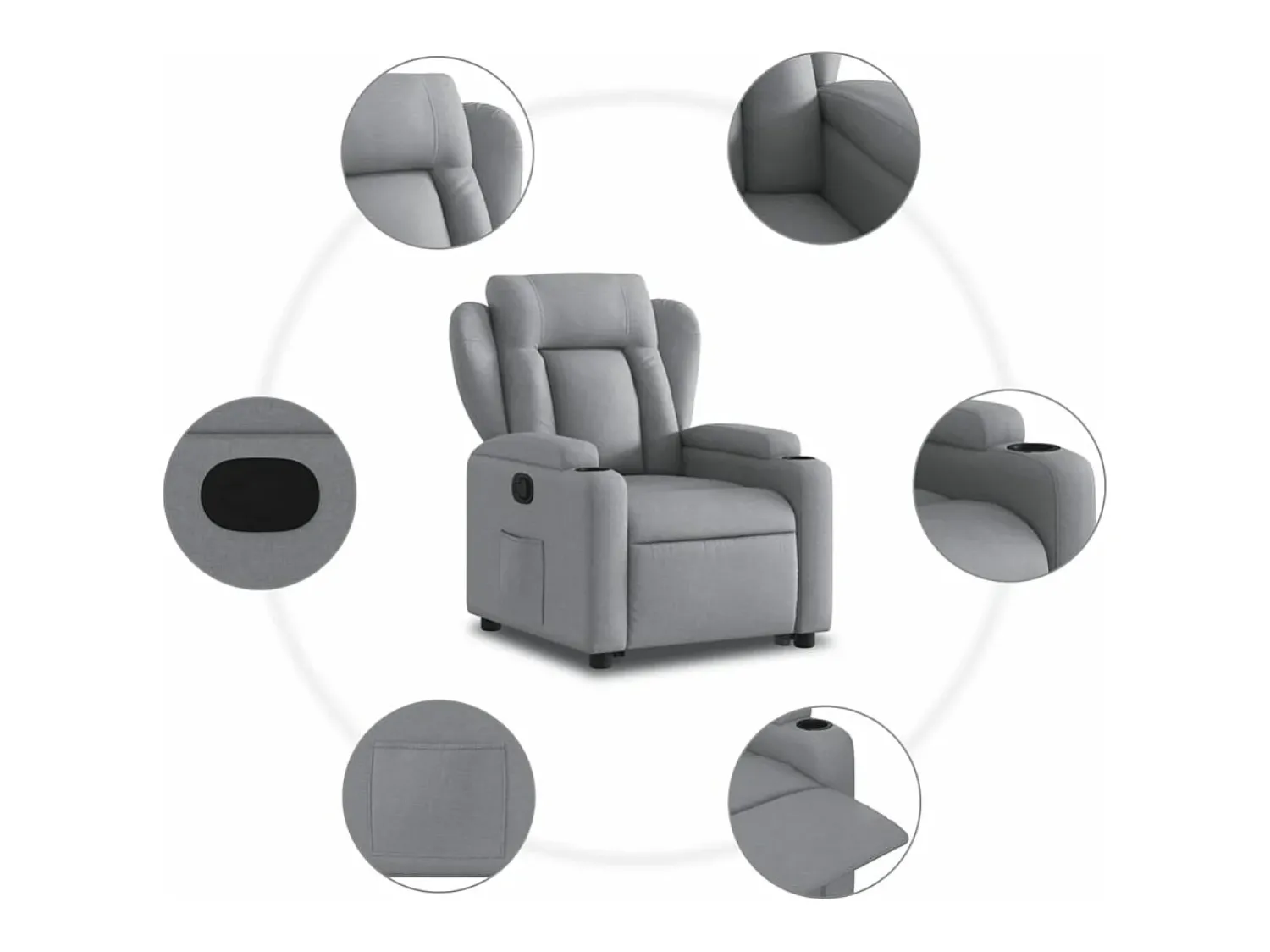 Best vidaxl Poltrona reclinável elevatória tecido -claro Cinzento