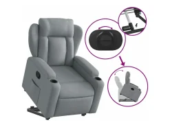 Best vidaxl Poltrona reclinável elevatória tecido -claro Cinzento