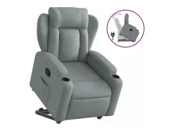 Best vidaxl Poltrona reclinável elevatória tecido -claro Cinzento