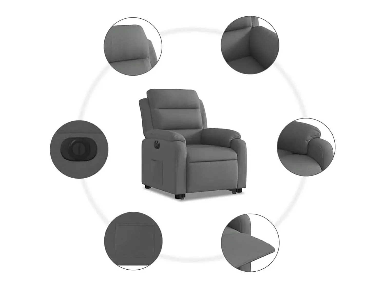 Poltrona|vidaxl Poltrona reclinável elevatória elétrica tecido -escuro Cinzento