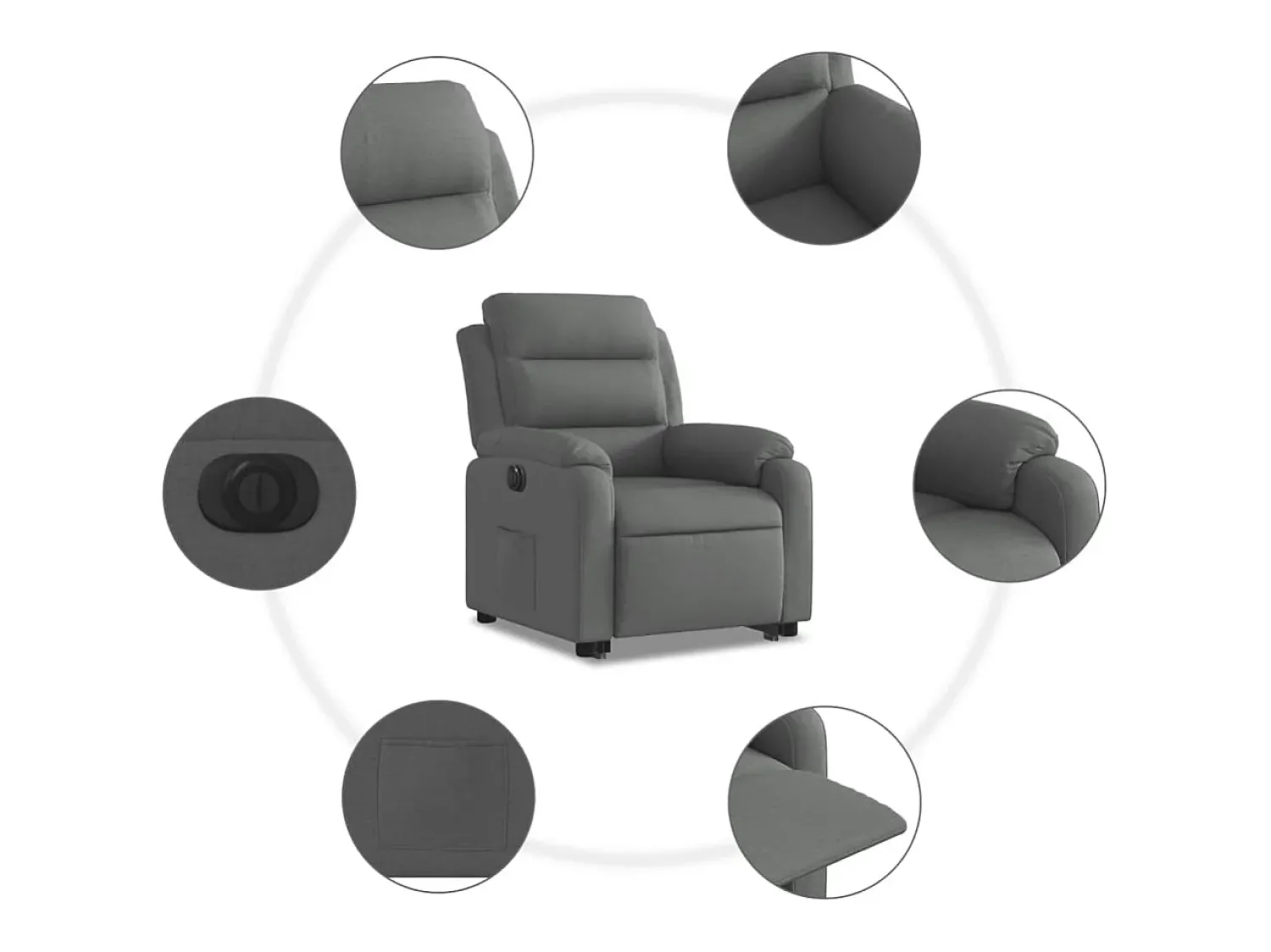 Poltrona|vidaxl Poltrona reclinável elevatória elétrica tecido -escuro Cinzento
