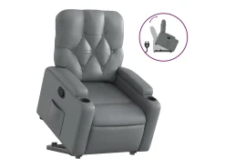Online Poltrona reclinável elevatória couro artificial PT894269 Cinzento