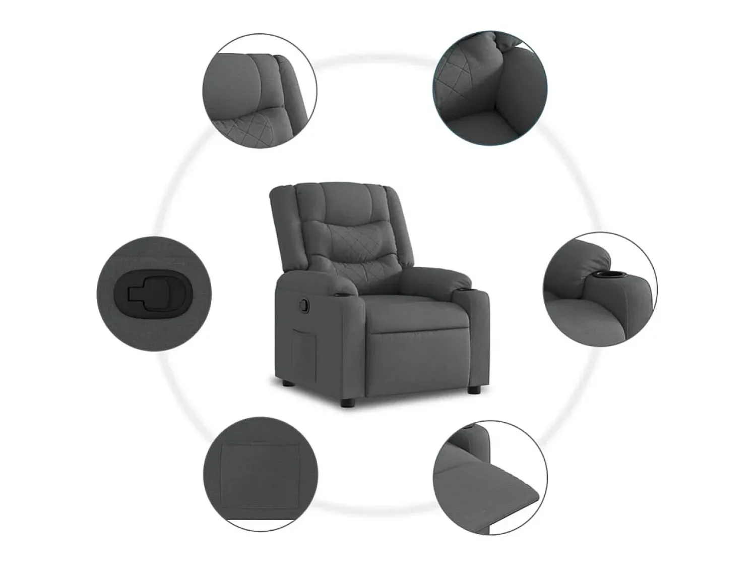 Poltrona|vidaxl Poltrona reclinável elevatória tecido -escuro Cinzento