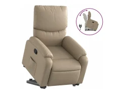 Poltrona* Poltrona reclinável elevatória couro artificial cor cappuccino PT671892 Castanho